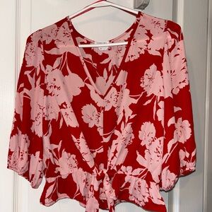 Floral Red Blouse